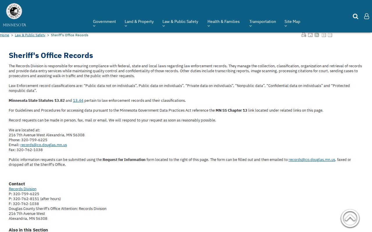 Douglas County release records request channels