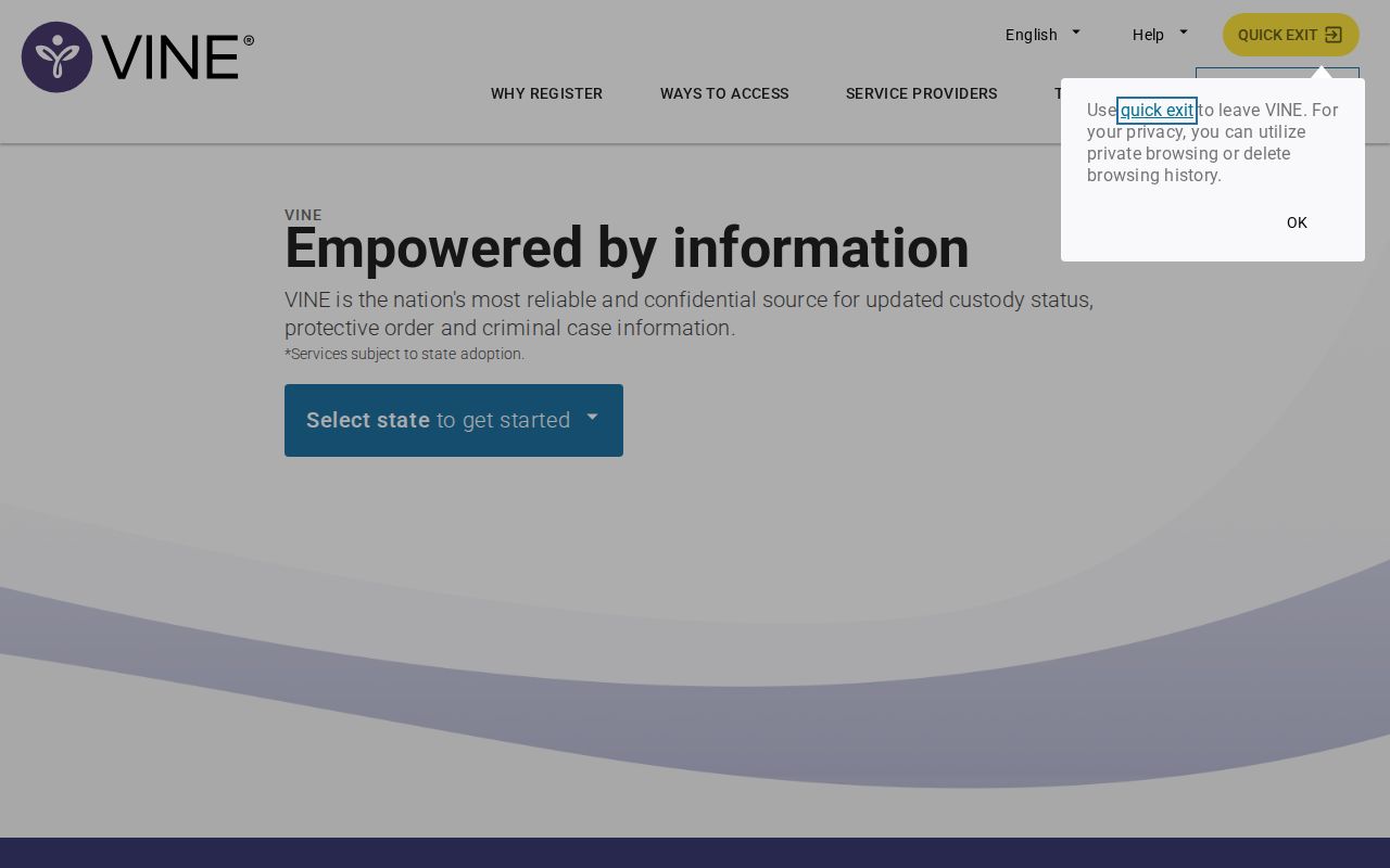 Douglas County VINELink inmate search with Minnesota selected